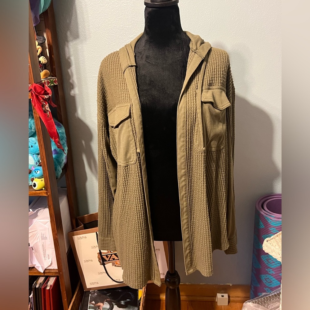 Maurices Olive Green Hooded Cardigan